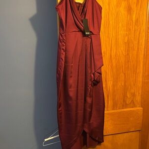 Nasty Gal Asymmetrical Burgundy Dress